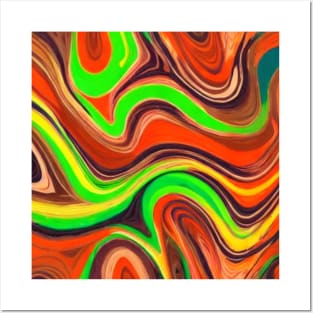 Colorful Abstract Paint Swirls Posters and Art